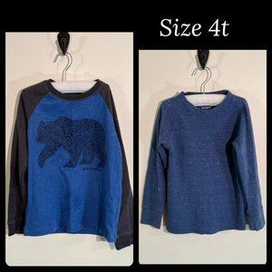 Boys Jumping beans  2 Blue Long Sleeve Shirt Bundle Size 4